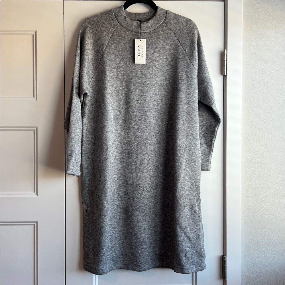 Women's Long‎ Sleeve Gray Sweater Dress